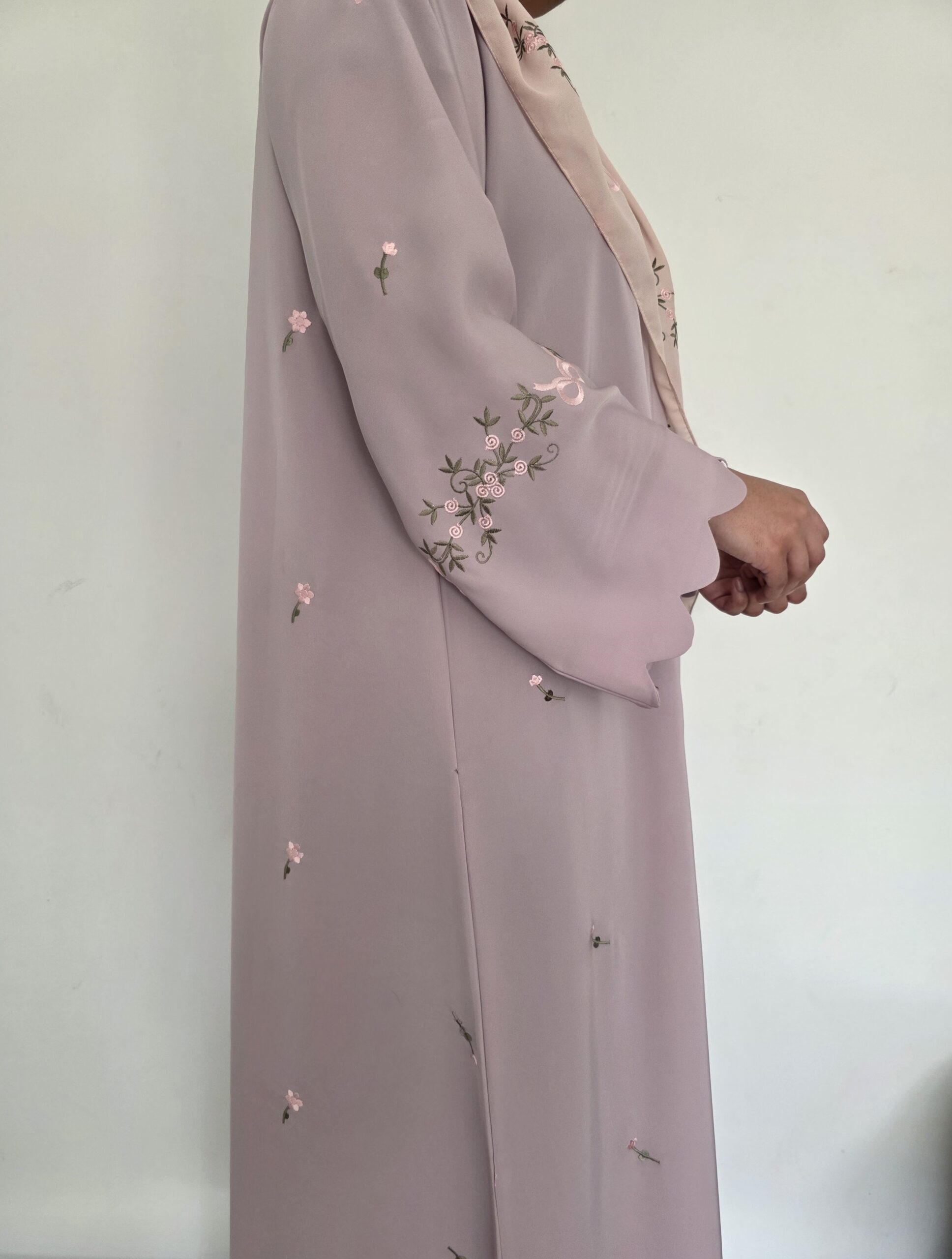 Rose Abaya — dusty rose abaya, back view