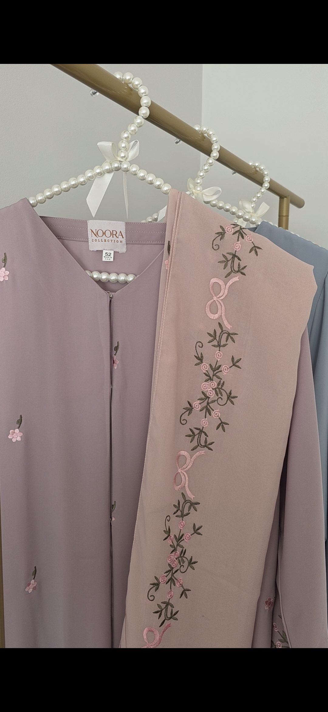 Rose Abaya — dusty rose abaya, side view